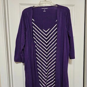Woman Within Purple Stripe 2-in-1 Size 14/16